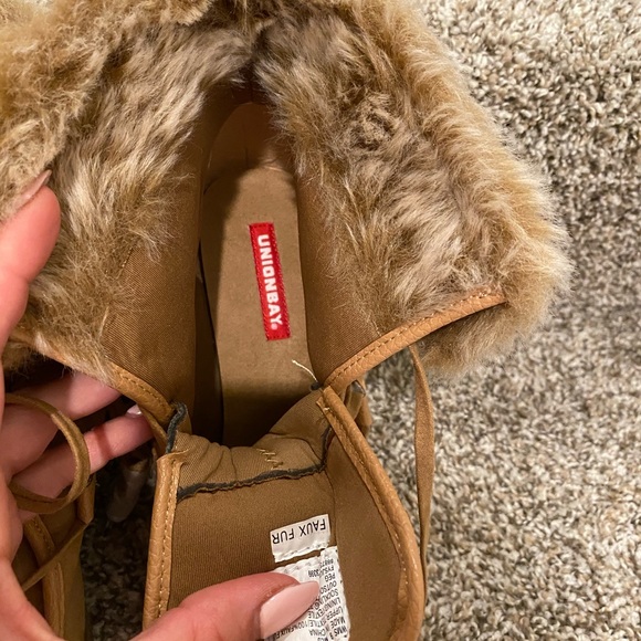 Union Bay brown wedge faux fur bootie - Picture 5 of 5